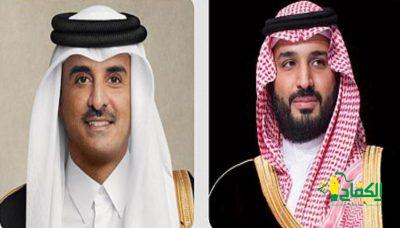 سمو ولي العهد يتلقى اتصالاً هاتفياً من أمير دولة قطر هنأه خلاله بقرب حلول عيد الفطر المبارك