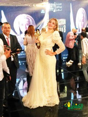 تكريم الممثلة وفراشة السوشيال ميديا رابي أبيض بمهرجان إيجي فاشون (8) بالقاهرة.