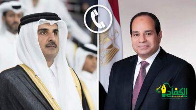 الرئيس عبد الفتاح السيسي رئيس جمهورية مصر يتلقى اتصالا هاتفيا من الشيخ تميم