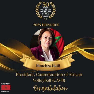 المغربية بشرى حجيج تتصدر قائمة أكثر النساء الإفريقيات تأثيرًا في الرياضة لعام 2025