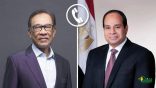 تلقى السيد الرئيس عبد الفتاح السيسي رئيس جمهورية مصر العربية اتصالاً هاتفياً من رئيس الوزراء الماليزي “أنور إبراهيم”